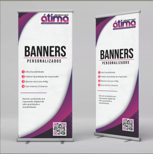 BANNER ROLL UP 80X200CM Banner 80X200 CM (Vertical) c/ Suporte Roll-up em Alumínio e Case para facilitar o Transporte.     