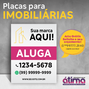 Placa de Imobiliária em Lona Lona 440g C/ Impressão Digital de Alta Resolução  4x0 Resistente a Sol e Chuva Corte Reto / Com ou sem Ilhós 